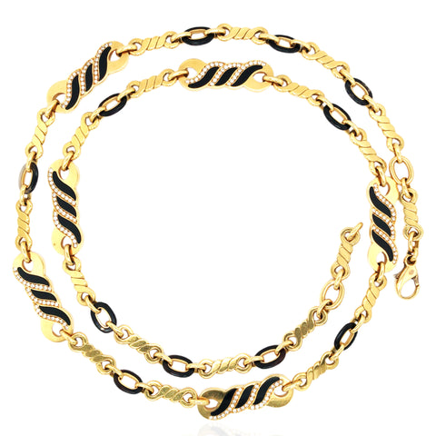 Bvlgari, 18K Gold Onyx Diamond Necklace